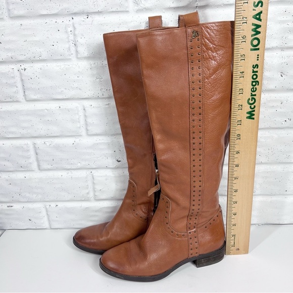 SAM EDELMAN Prina Tall Brown Leather Side Zip Boots - Picture 5 of 9
